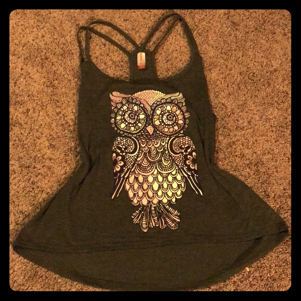 ☀️3 for $10 vacay item☀️ Double strap owl tank